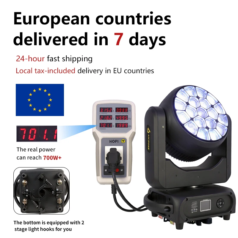 19x40W RGBW LED Fokussierbarer Moving Head Scheinwerfer Beam Wash Light DMX512 Geeignet für Hochzeiten, Bars, Clubs, Partys, DJ-Bühnenbeleuchtung