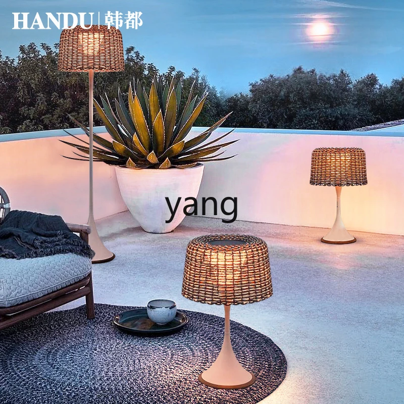 CX Outdoor-Gartenlampe, wasserdichte Villa, Innenhof, Landschaftsbau, Terrasse, handgewebte Rattan-Lampe