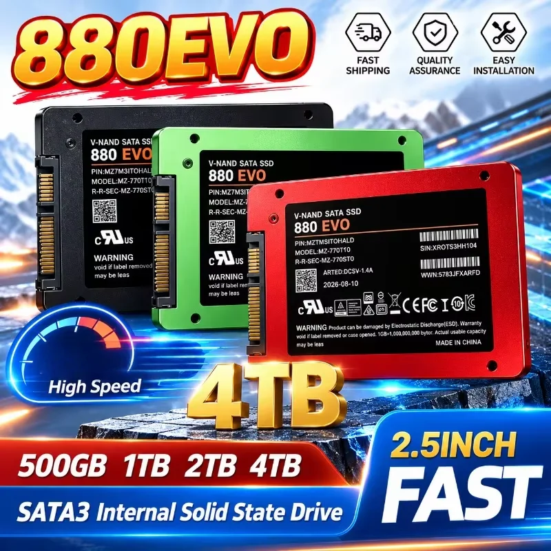 Original 880EVO 2.5 Inch SATA3 SSD Internal Solid State Drive 500GB-4TB Portable Hard Disk Solid State Drive for Laptop Desktop