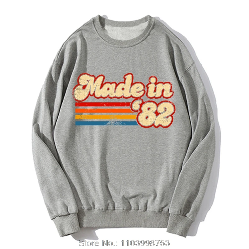 Vintage Retro 1982 Birthday Made In 1982 Birthday Party Oversized Hoodie Cotton Pullover Sweatshirt Graphic fashion Men Clothing