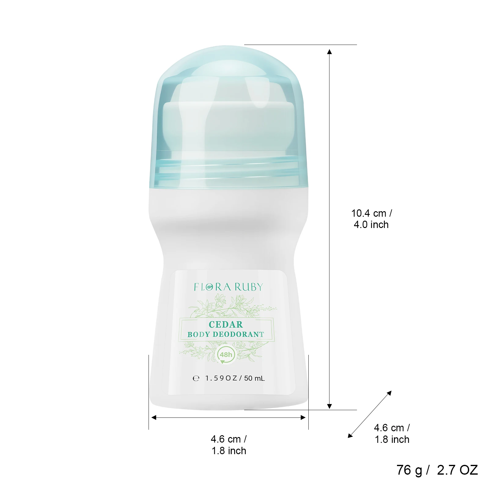 Flora Ruby Roll On Deodorant Antiperspirant for Women Men 48H Long Lasting Odor Control Fresh Body Deodorant 50ml