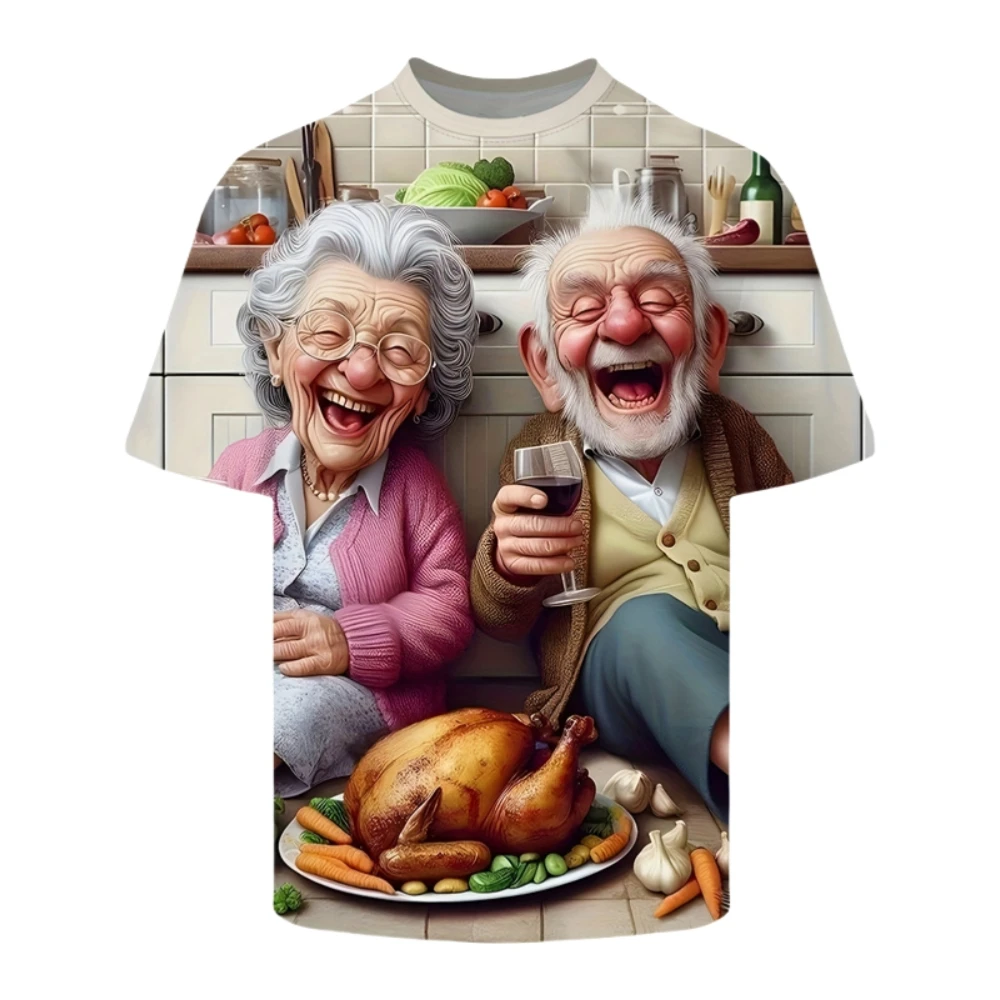 

Men's T-Shirt Cute Old Man 3D Printed Short Sleeves Fashion Unisex Tees Loose O-Neck Streetwear Comfortable Men's Clothing Tops