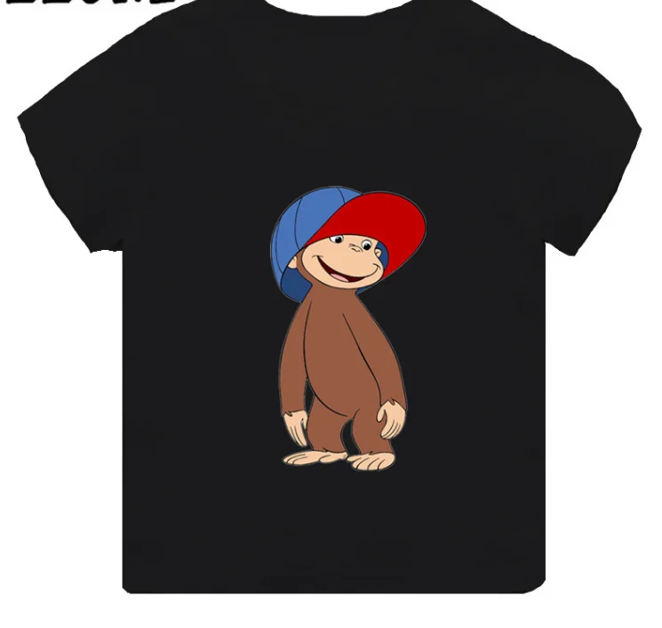 

Hot Sale Monkey Print Cartoon Kids T-Shirt Girls Clothes Baby Boys Black Short Sleeve T Shirt Children Tops,