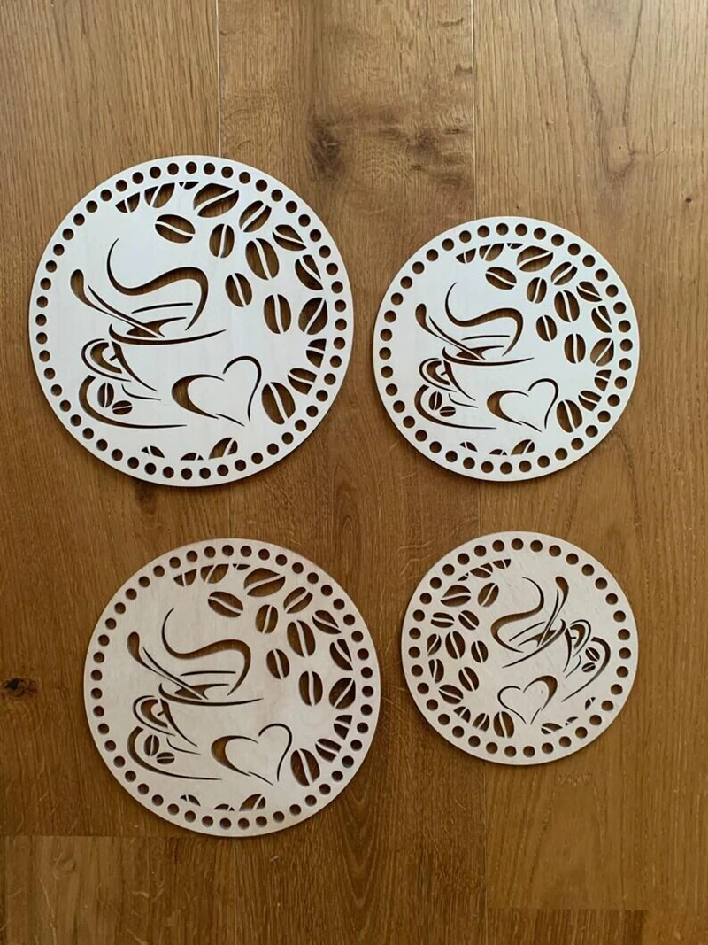 10pcs  coffee Circular wooden top for crochet basket coasters Mug rugs Gift for coffee lover