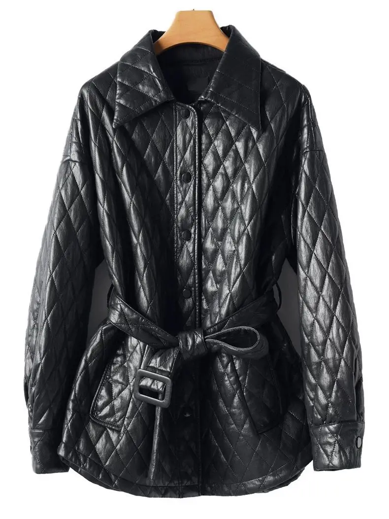 2026 European Spring and Autumn New Women's Leather Jacket Loose Commuter Windproof Jacket