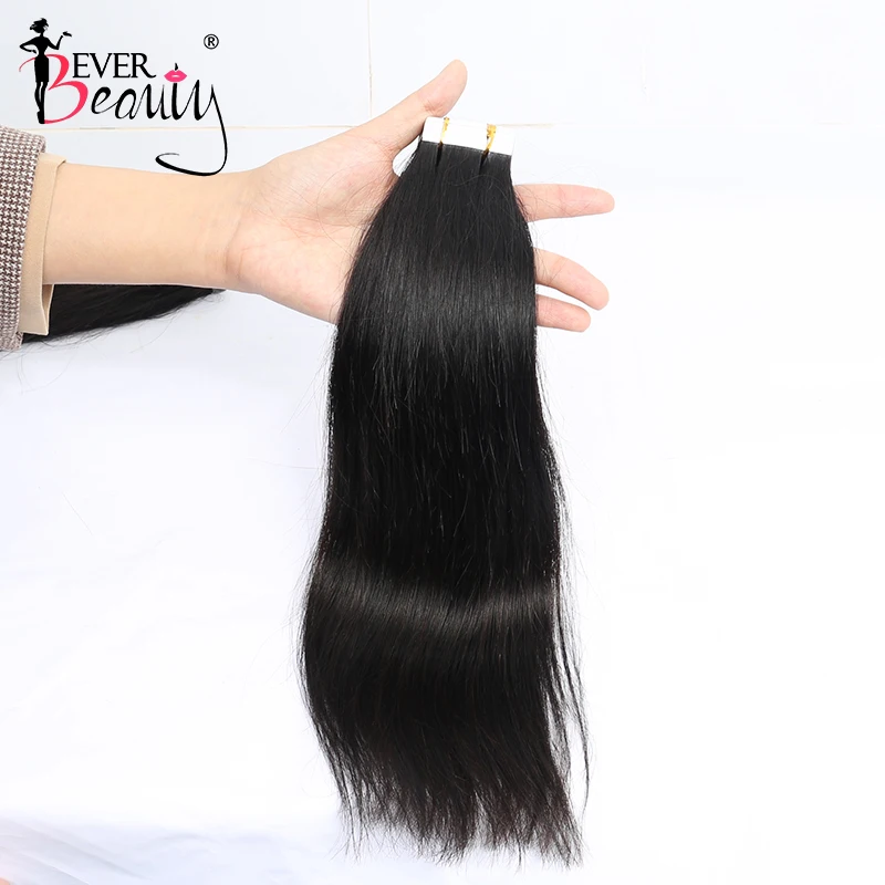 Straight Tape In Human Hair Extensions Tape Ins Adhesive Invisible Skin Weft Black Women Brazilian Bulk Virgin Hair Ever Beauty