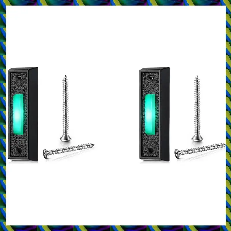 Daily 2PCS Wired Doorbell Button With LED Light, Replacement Of Doorbell Ring Button, Wall Mounted Door Opener Switch