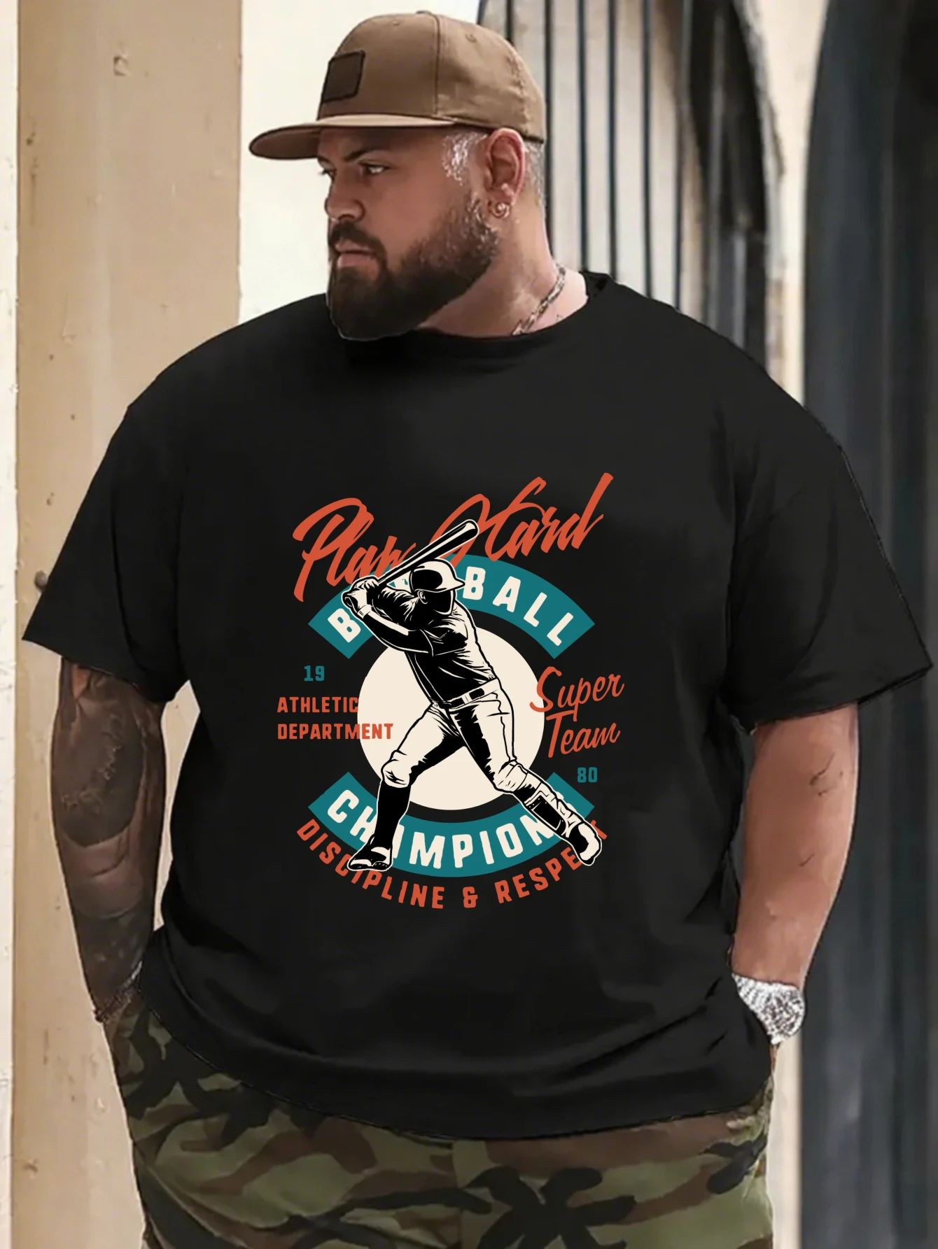 

Vintage Eagle & Mountain Graphic T-Shirt for Men, Outdoor Style Short Sleeve Tee, Wilderness Eagle Print Tops