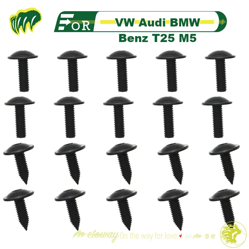 

20pcs Screws For VW Audi BMW Benz T25 M5 Screw Flat Bolt Screws Fastener Screws Fixing Accessory