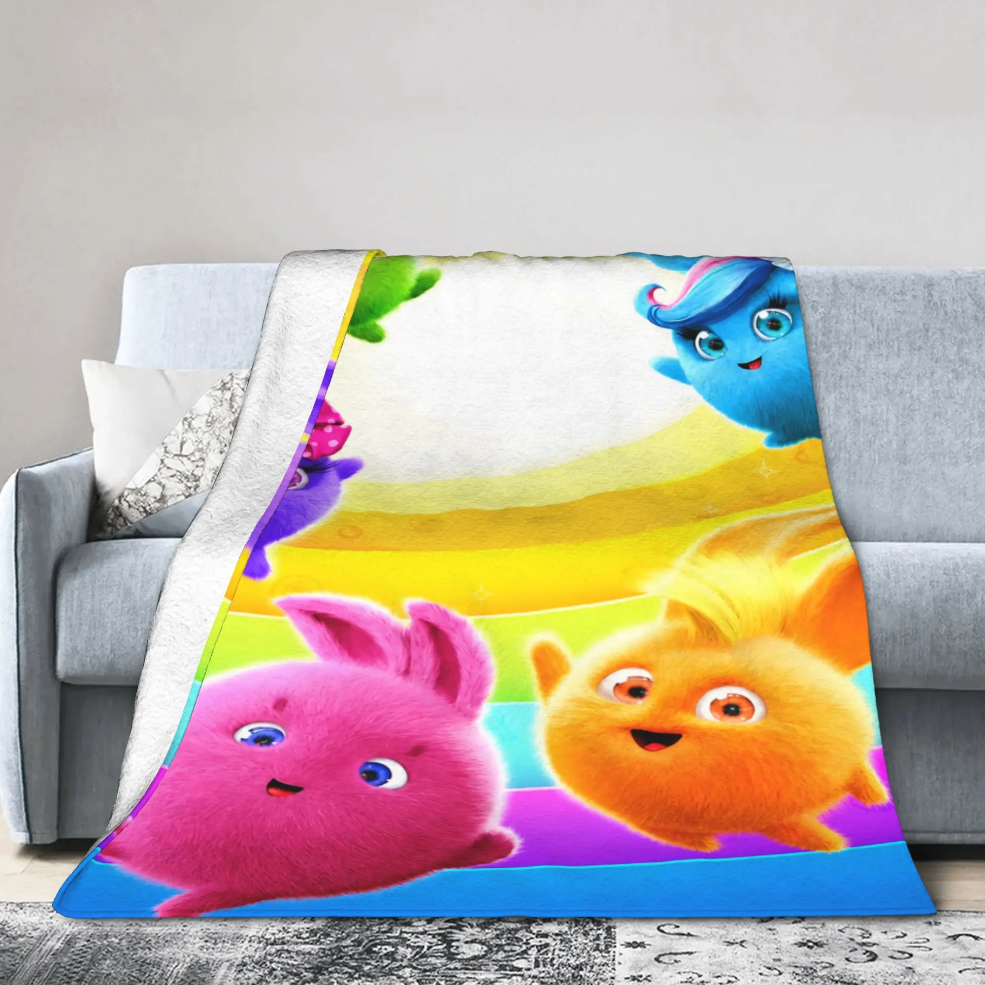 Sunny Bunnies Cartoon Blankets Shiny Big Boo Iris Hopper Turbo Wool Novelty Warm Throw Blanket for Bedspread Summer
