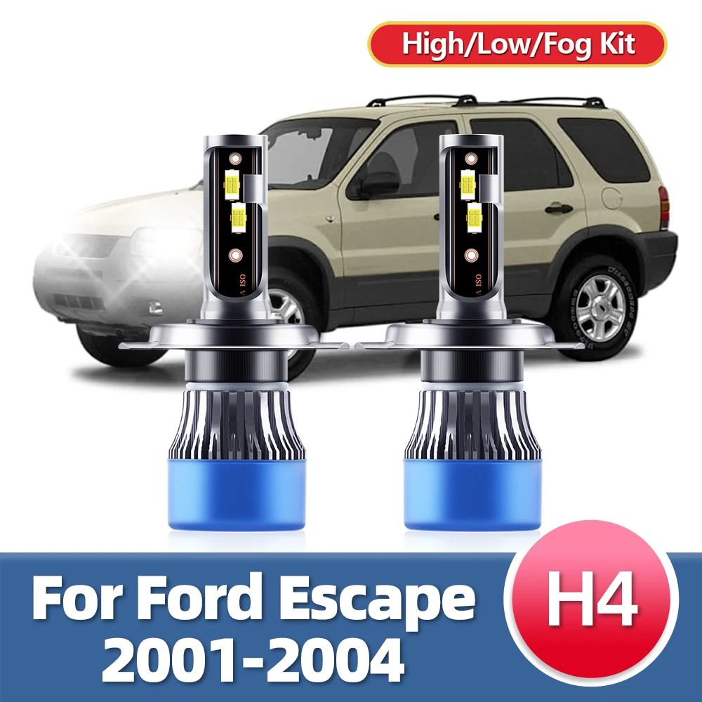 

2x LED Headlight Bulbs H4 HI/LO Beam Front Car Headlamp Kit Bright CSP Lamps Turbo Light For Ford Escape 2001 2002 2003 2004