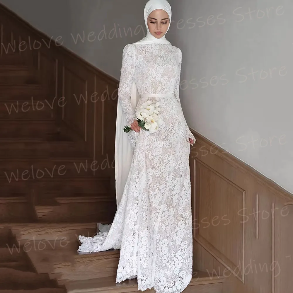 فساتين زفاف نسائية رائعة ورائعة بأكمام طويلة من الدانتيل رداء De Mariée فساتين العروس المخصصة فيستدو دي نوفيا #1