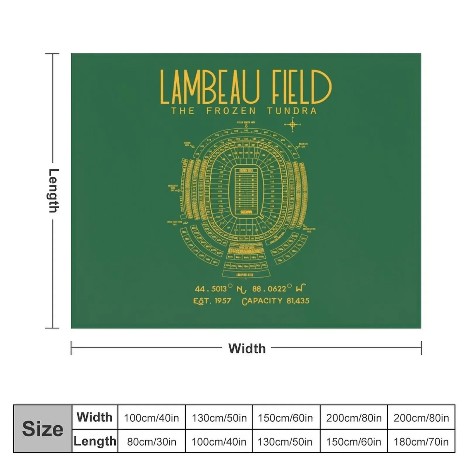 Green Bay Packers Lambeau Field Stadium Poster Print Throw Blanket Fashion Sofas Flannel Fabric cosplay anime Blankets