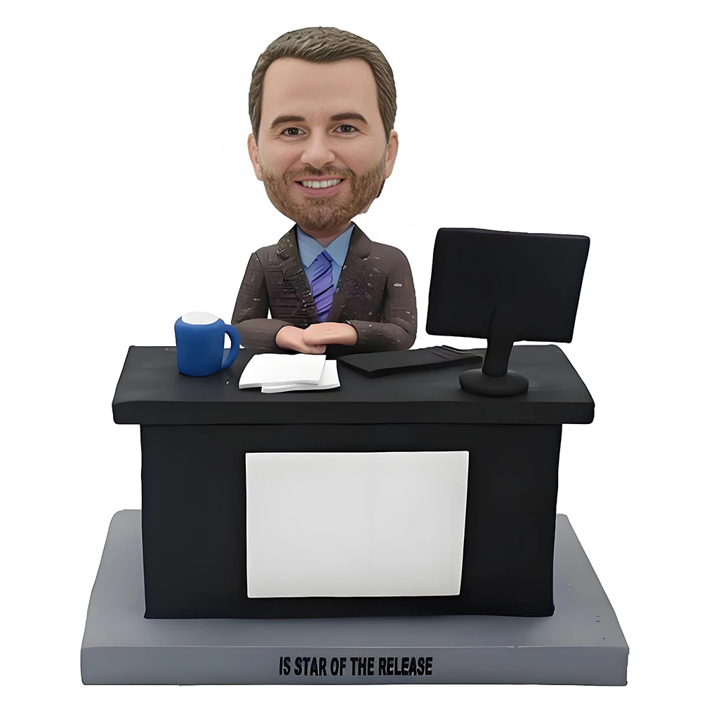 Custom Bobblehead of Boss at Desk, Customized Bobble Head for Bosses,Personalized Gift For Father Colleagues,Based on Your Photo