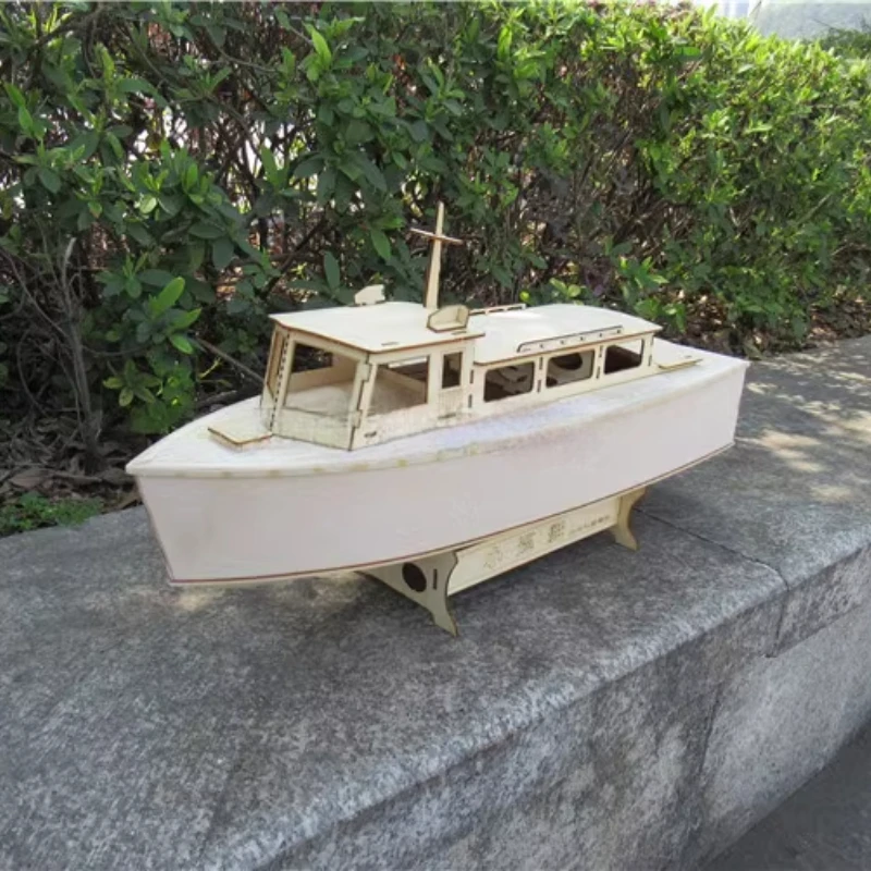 

Wooden Boat Model Kit DIY Hand Assembled Electric Remote Control Ship Small Patrol Boat Model