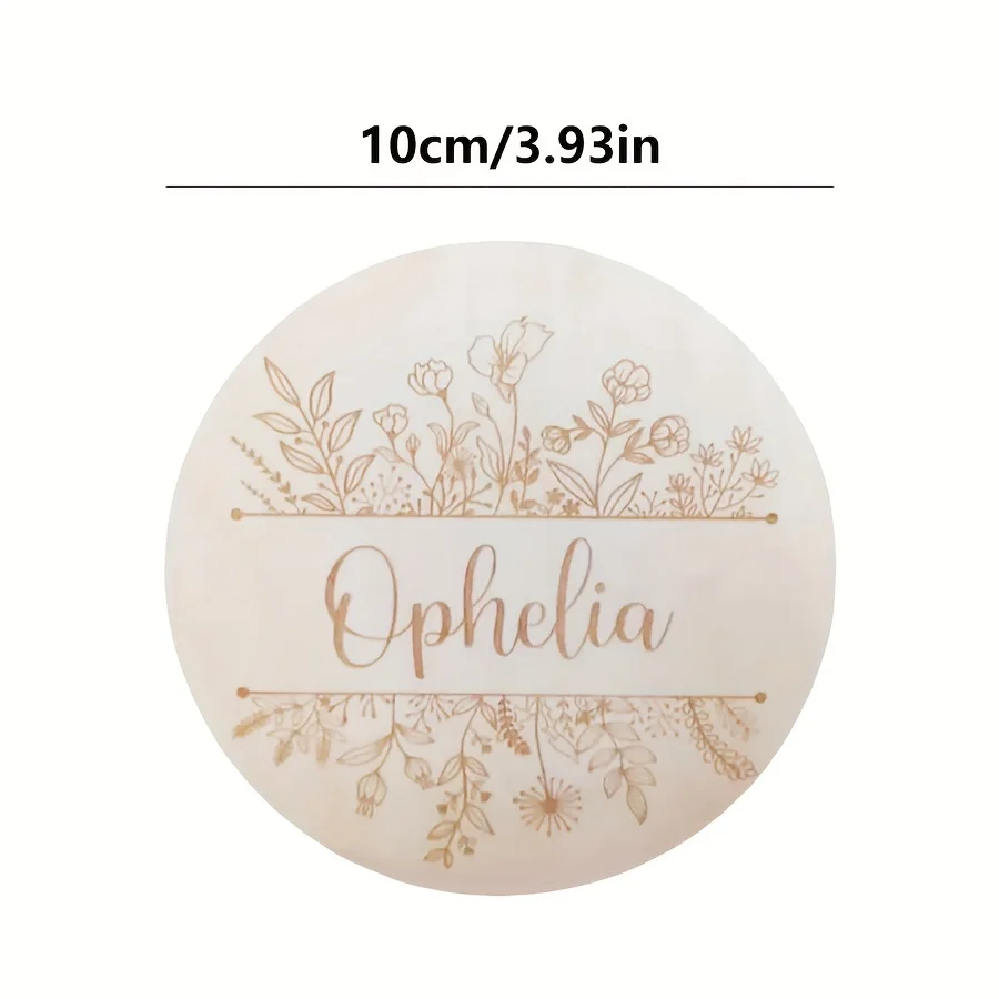 Personalized Floral Engraved Name Plaque, Custom Round Wooden Sign, Home Wall Decor, Meaningful Gift view 3