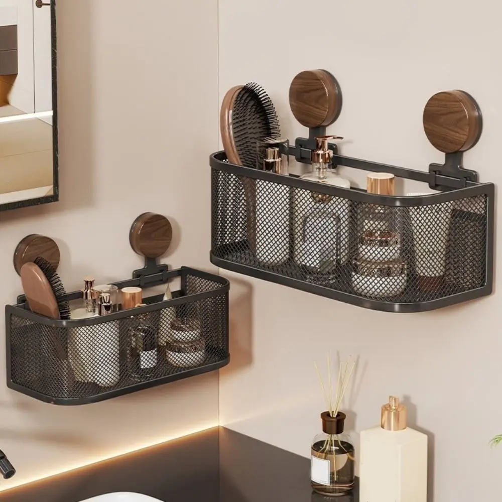 

Iron Bathroom Shelves Wall Mounted Punch Free Bathroom Hanging Basket Large Capacity Detachable Toilet Rack Kitchen