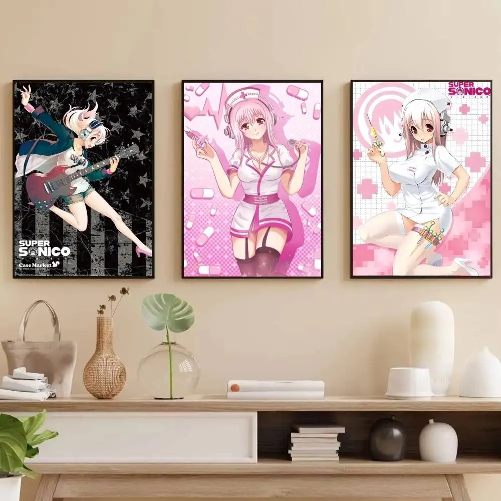 Cartoon S-Super S-Sonico Fun   Good Quality Prints and Posters Waterproof Paper Sticker Coffee House Bar Posters Wall Stickers