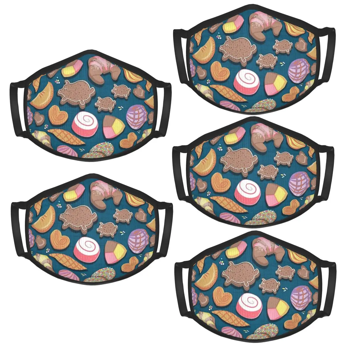 Messicano Sweet Bakery Frenzy turchesi Face Mouth Mask riutilizzabile traspirante protettivo bambini Kid Cute maschere per il viso a prova di polvere