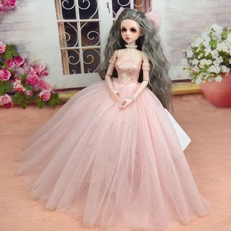 Mini  Collection MSD SD Toy Clothes 1/4 BJD Doll Pink Wedding dress with veil