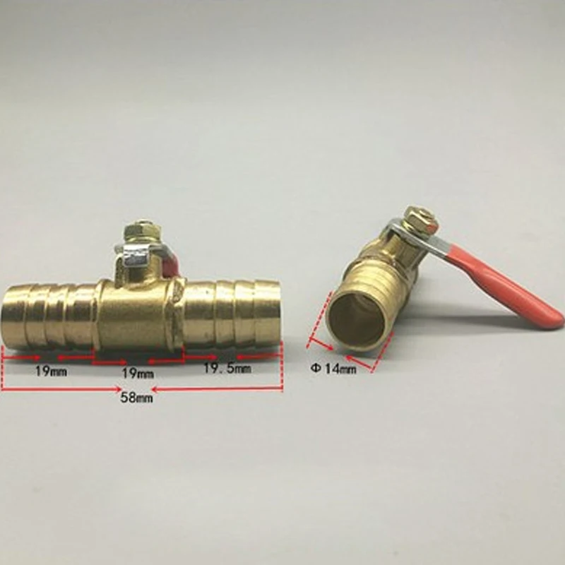6mm-19mm 6-8 8-10 red handle small Valve Hose Barb Inline Brass Water Oil Air Gas Fuel Line Shutoff Ball Valve Pipe Fittings