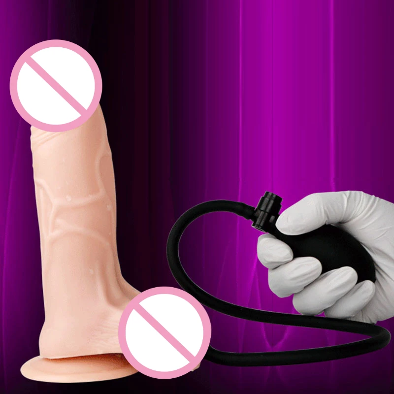 Inflatable Dildo Tpe Silicone Simulated Penis Air Inflation Dick Female Vaginal Expander Adult Sexual Product Anal Dilatation