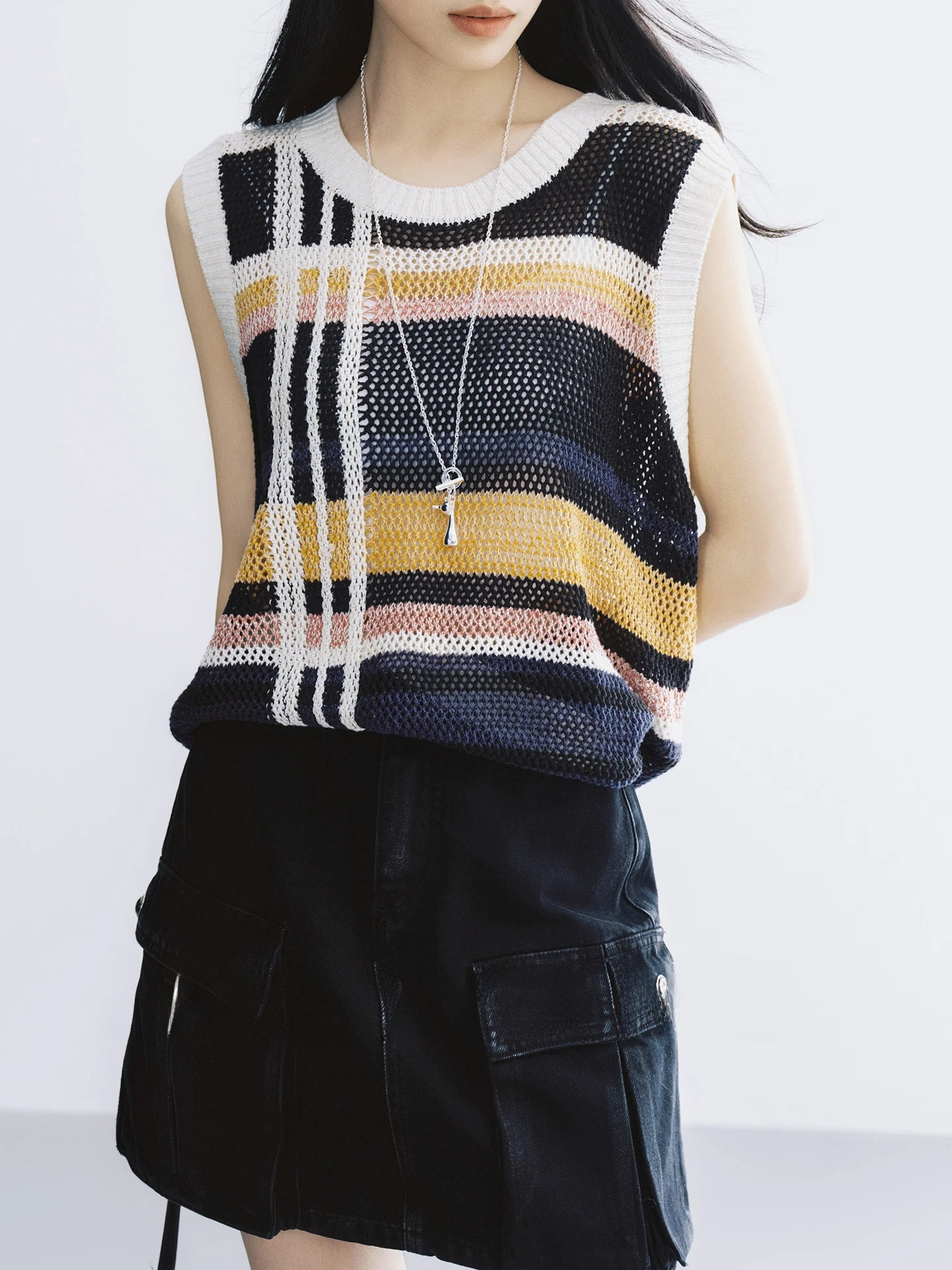 

Вязаный жилет MeiYang с круглым вырезом, отделкой из бахромы и цветочным узором, короткий, повседневный, женский, летний топ