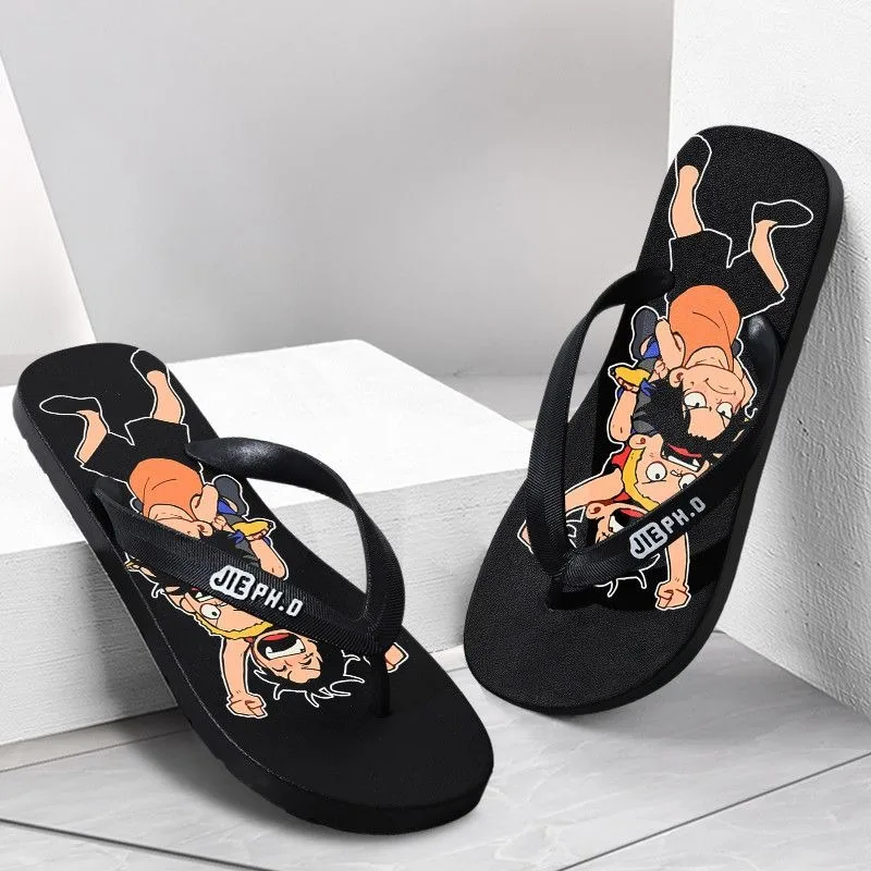 Anime One Piece Luffy Sauron Cartoon Creative PVC Flip Flop Fashion Personalized Outdoor Non-Slip Men and Women Couple Slippers