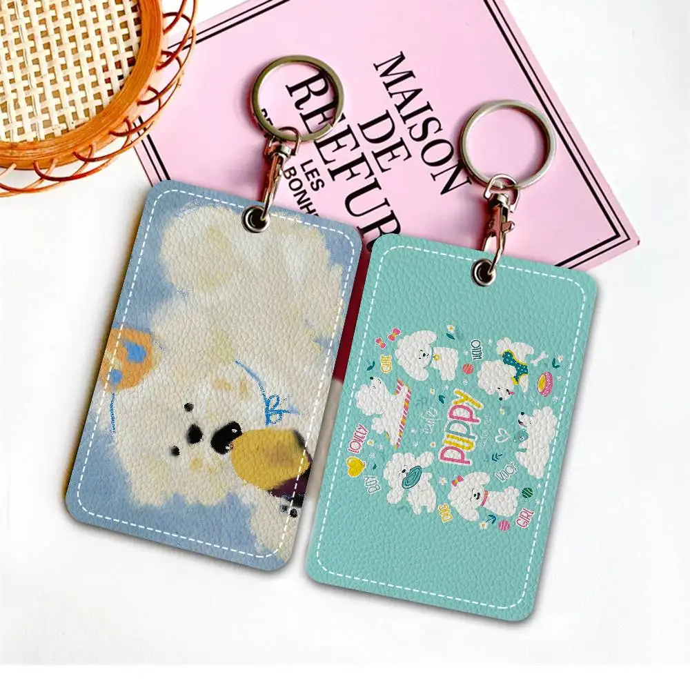 Cute Puppy Pizza Funny Vintage Cartoon 1pc INS Creative Cartoon Student Campus Card Holder For Meal Card, Bus Card, Work Card