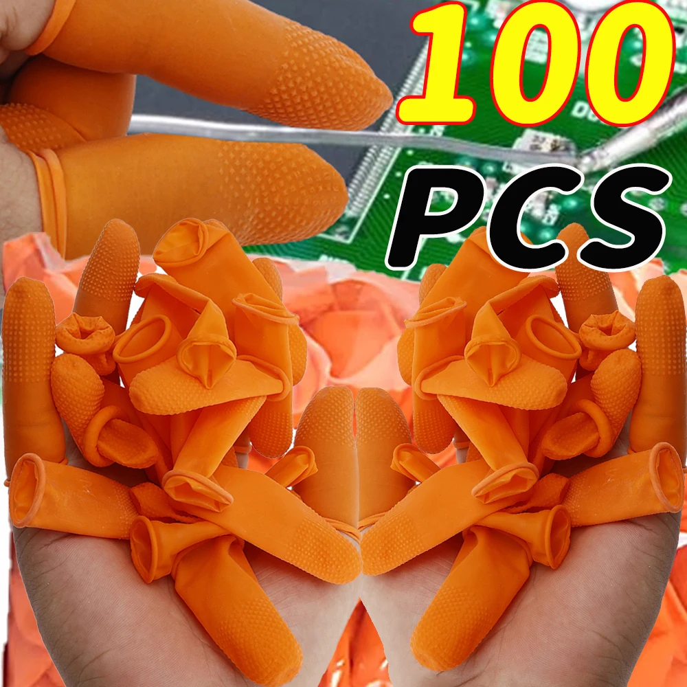 100 قطعة S/M/L أطراف الأصابع حامي قفازات قابلة لإعادة الاستخدام المطاط الطبيعي غطاء الاصبع قفازات عدم الانزلاق اللاتكس غطاء للأصابع مسمار أداة فنية #1