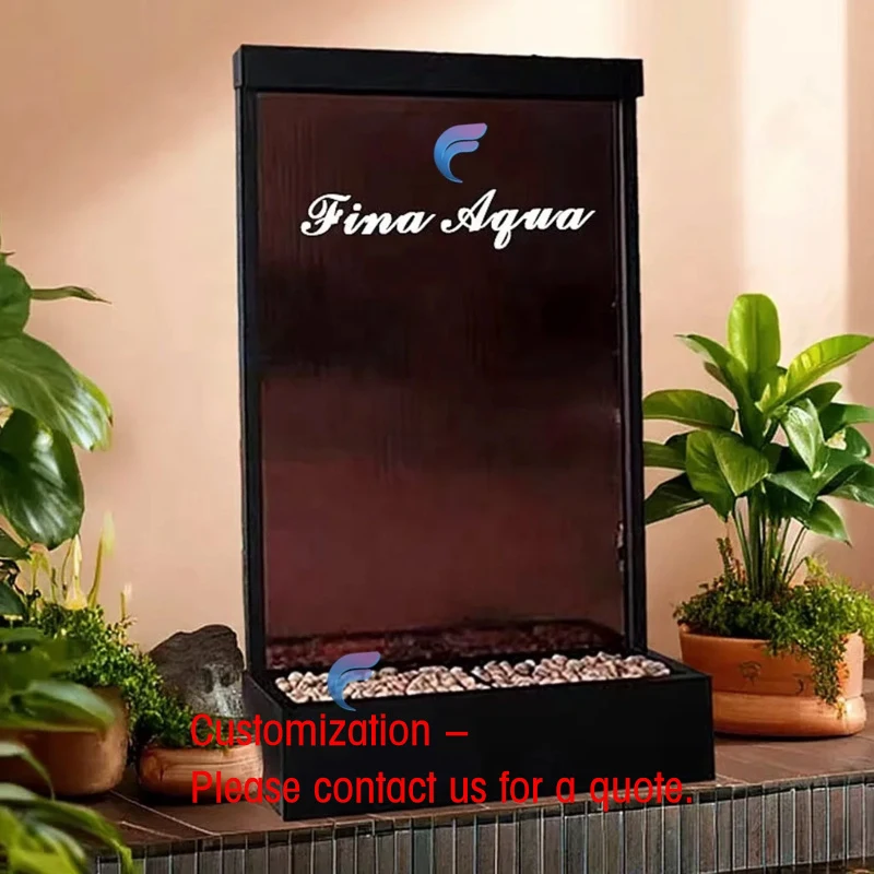 custom.Hot Sale Customized Tempered Glass Restaurant Lounge Decoration Stainless Steel Indoor Led Bubble Fountain Wall Mue