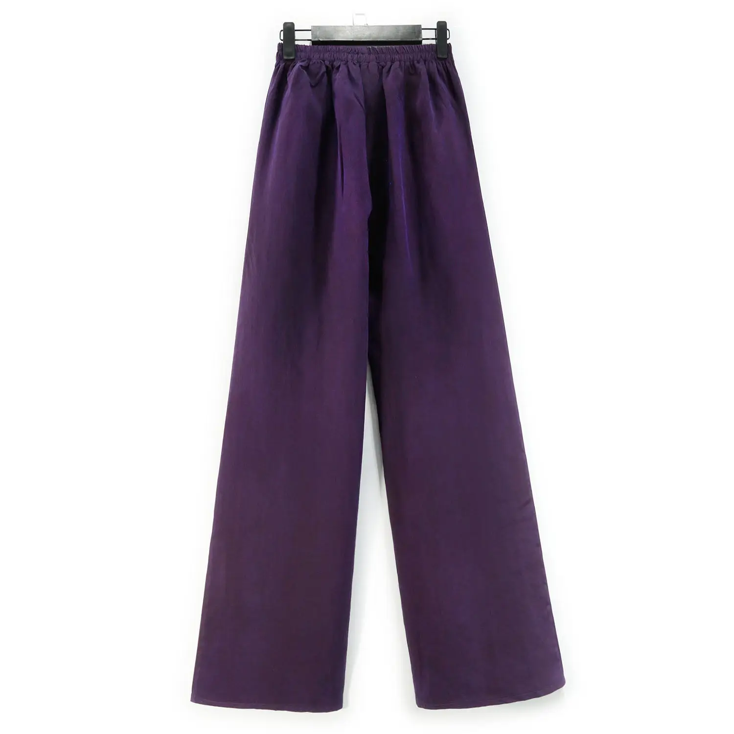 BirdTree-30MM Silk Watered Gauze Elegant Pants, Elastic Waist Craquelure, Women Retro Wide-leg Pants, 2026 Autumn New B6O733CC