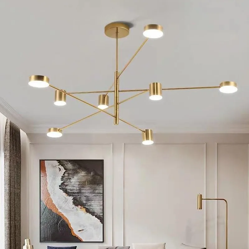 Ironwork Design Led Ceiling Chandelier Simple Black White Gold Living Dining Room Bedroom Restaurant Decoration Pendant Lights