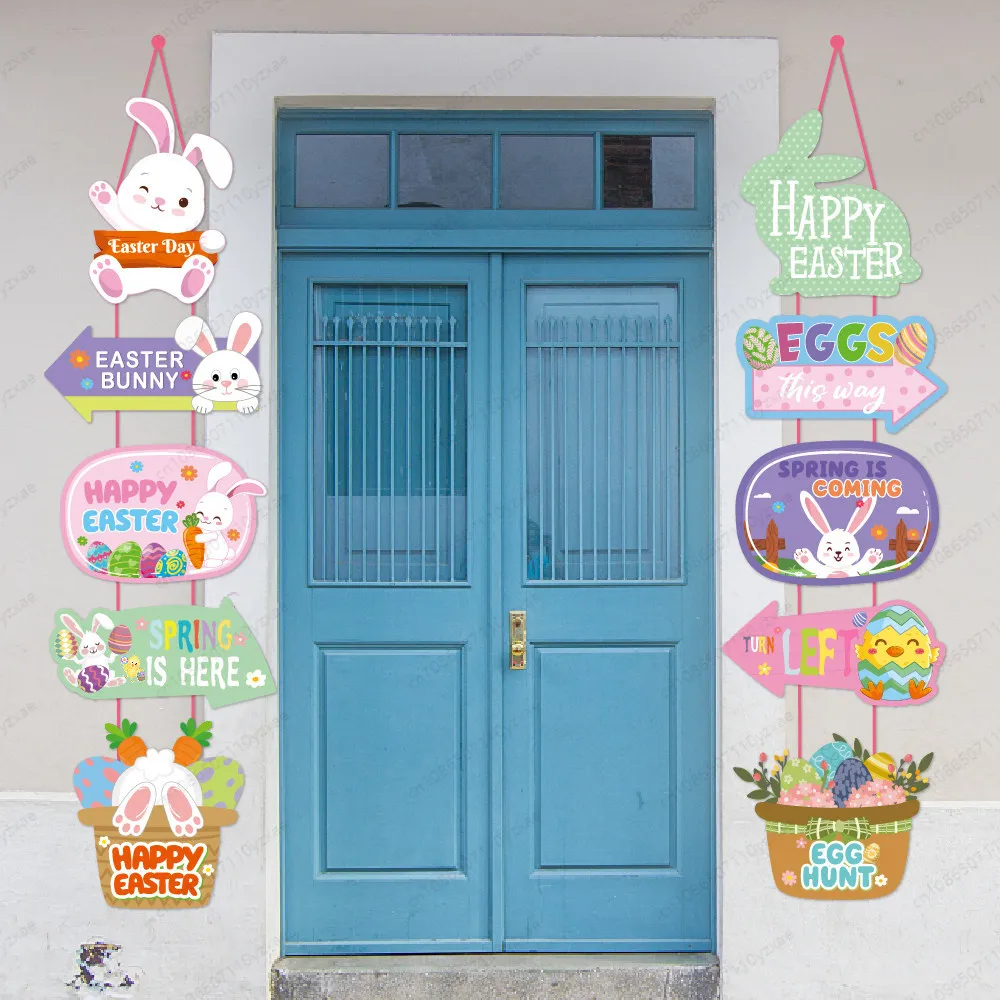 Easter Party Banner & Hanging Decorations - Paper Honeycomb Egg Bunny Garland, Spiral Streamers & 