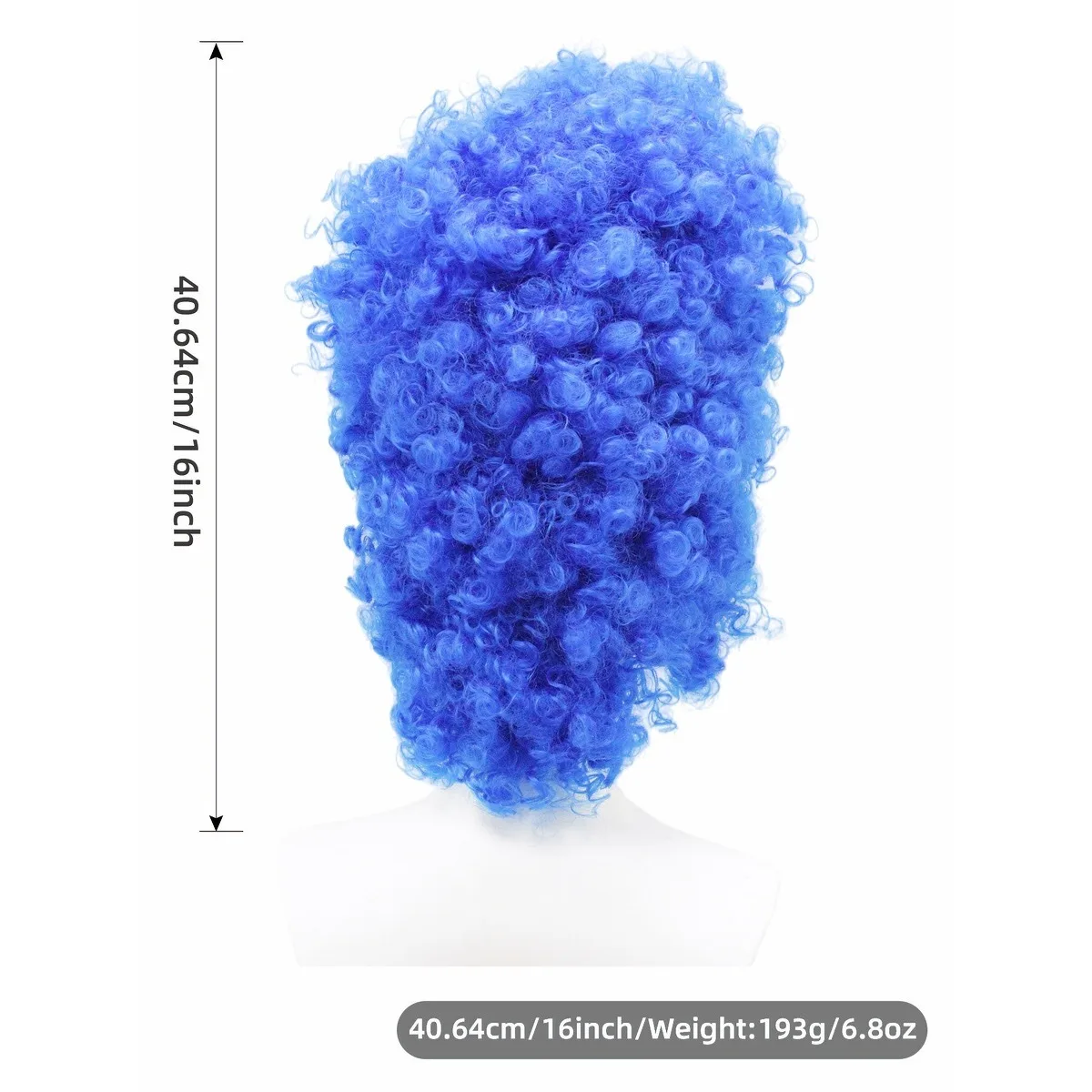 Vibrant Blue Voluminous Explosive Big Wavy Curly Layered Synthetic Wig 16inch for Cosplay Party