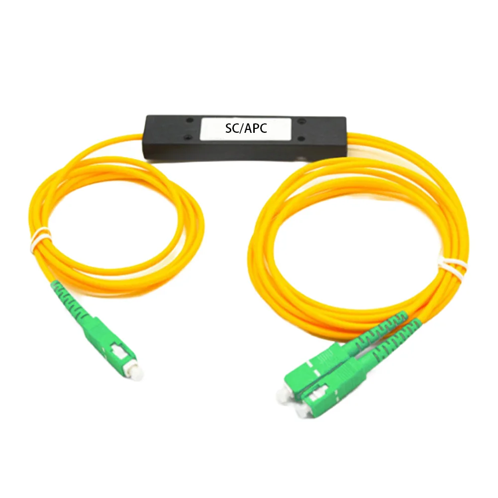 Fiber Optical Splitter For SC For APC 1x2 for Telecom Networks ABS Plastic Housing Low Loss 1310nm and 1550nm Bands