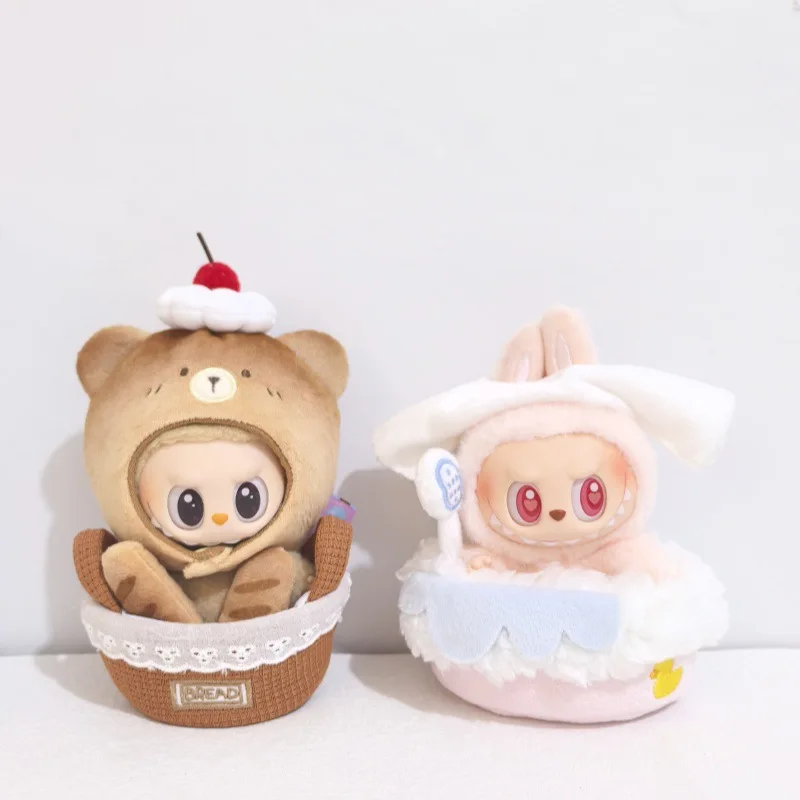 Para muñeca Labubu de 15/17cm, juego de tiempo de baño juguetón, gorro de bañera, cesta, disfraz quemado, tocado, Spa, Ropa, accesorios para muñecas Labubu