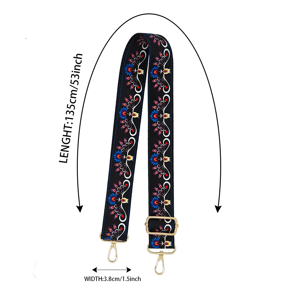 Fashionable and Versatile Shoulder Strap with Adjustable Ethnic Style Bag Strap, Replaceable Multi-functional Luggage Accessorie