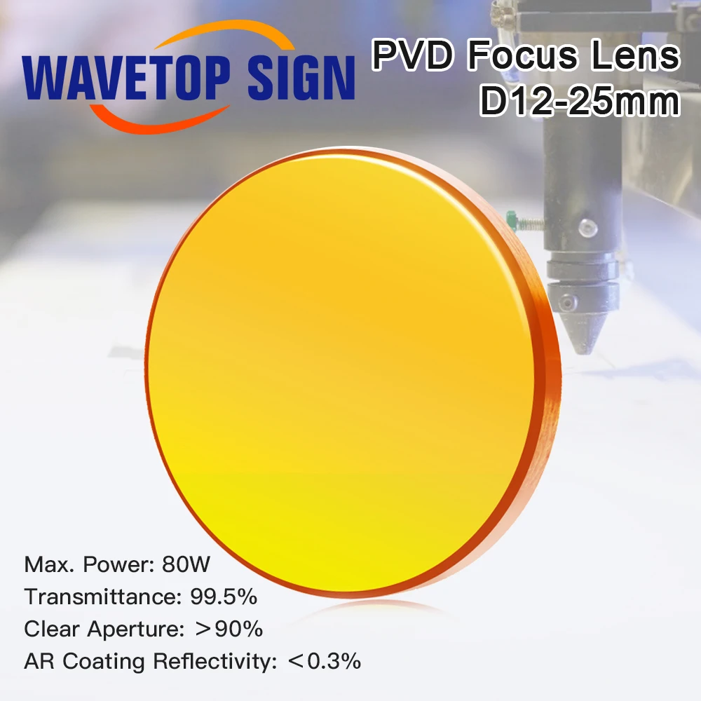 WaveTopSign China PVD ZnSe Lente de foco a laser Dia.12 18 19 20mm FL38.1 50.8 63.5 76.2 101.6mm para máquina de gravação a laser Co2