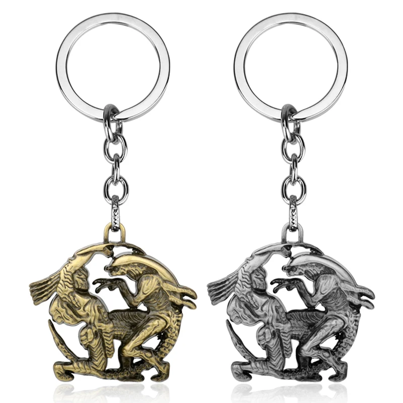 Movie Jewelry Aliens Predator AVP Mask Keychain Alien Queen Figure Cosplay Keyring Men Key Bags Car Key Chains Accessories Gift