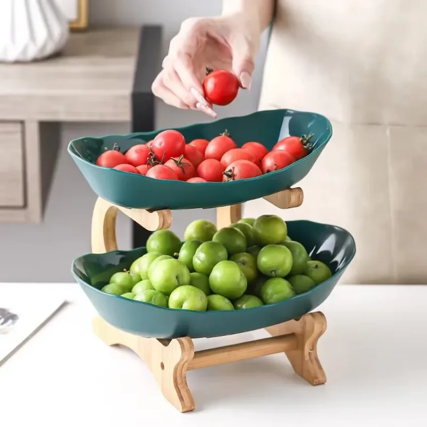 Fruit Storages Plate Wooden Multi-layer Dining Plate for Household Tabletop Snacks Candies Cake Storage Rack Large Capacity Food