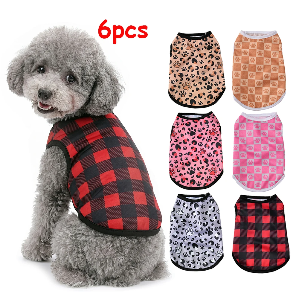 6 Stück Hundekleidung, Sommer-Kühlweste, T-Shirt für Hunde, Katzen, Outfits, atmungsaktives Netzgewebe, Welpen- und Kätzchen-Shirts, Chuihuahua-Bekleidung, Geschenke