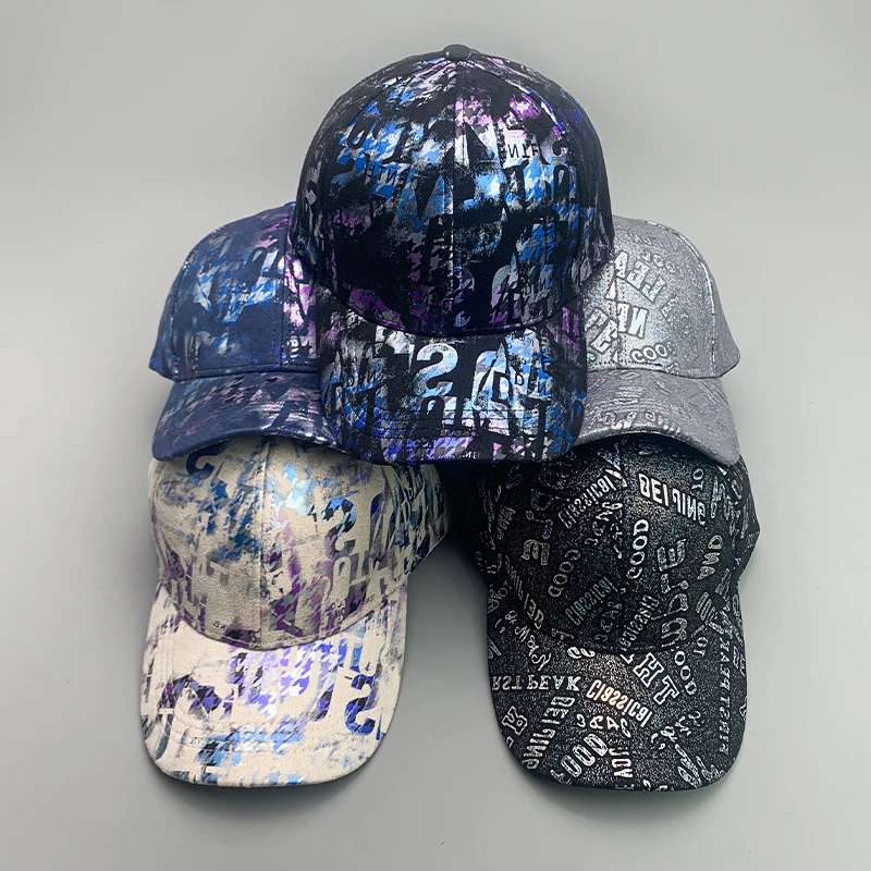 New Kpop Street Shiny Graffiti Tie-dyed Men Women Baseball Hats Cotton Comfortable Streetwear Ins Fashion Sport Hip Hop Caps