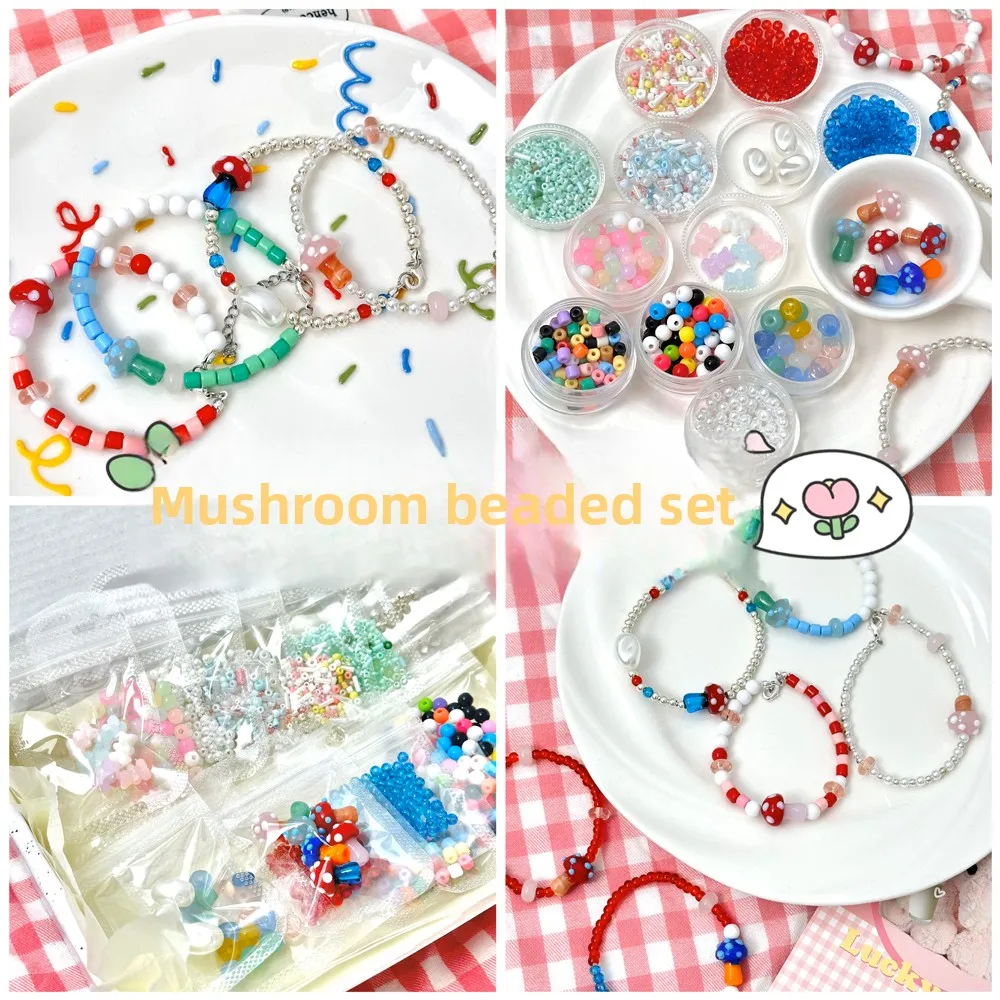

mushroom bracelet beaded material pack DIY handmade bracelet set jewelry loose bead accessories