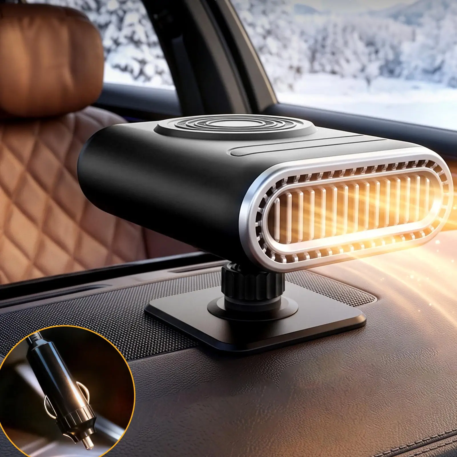 Car Heater Portable 12V Adjustable Angle Vehicle Window Defroster Portable Windscreen Demister For Drivers Campers Travelers