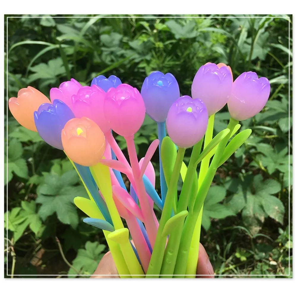 Tulip Color Changing Flower Plastic Gel Pens Birthday Teachers'Day Party Present Students Stationery School Offices Supplies Pen