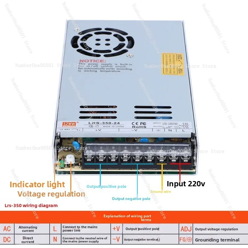 Ultra-thin 24V switch power supply LRS-350W multiple specs 24V 12V for industrial LED 50W-150W