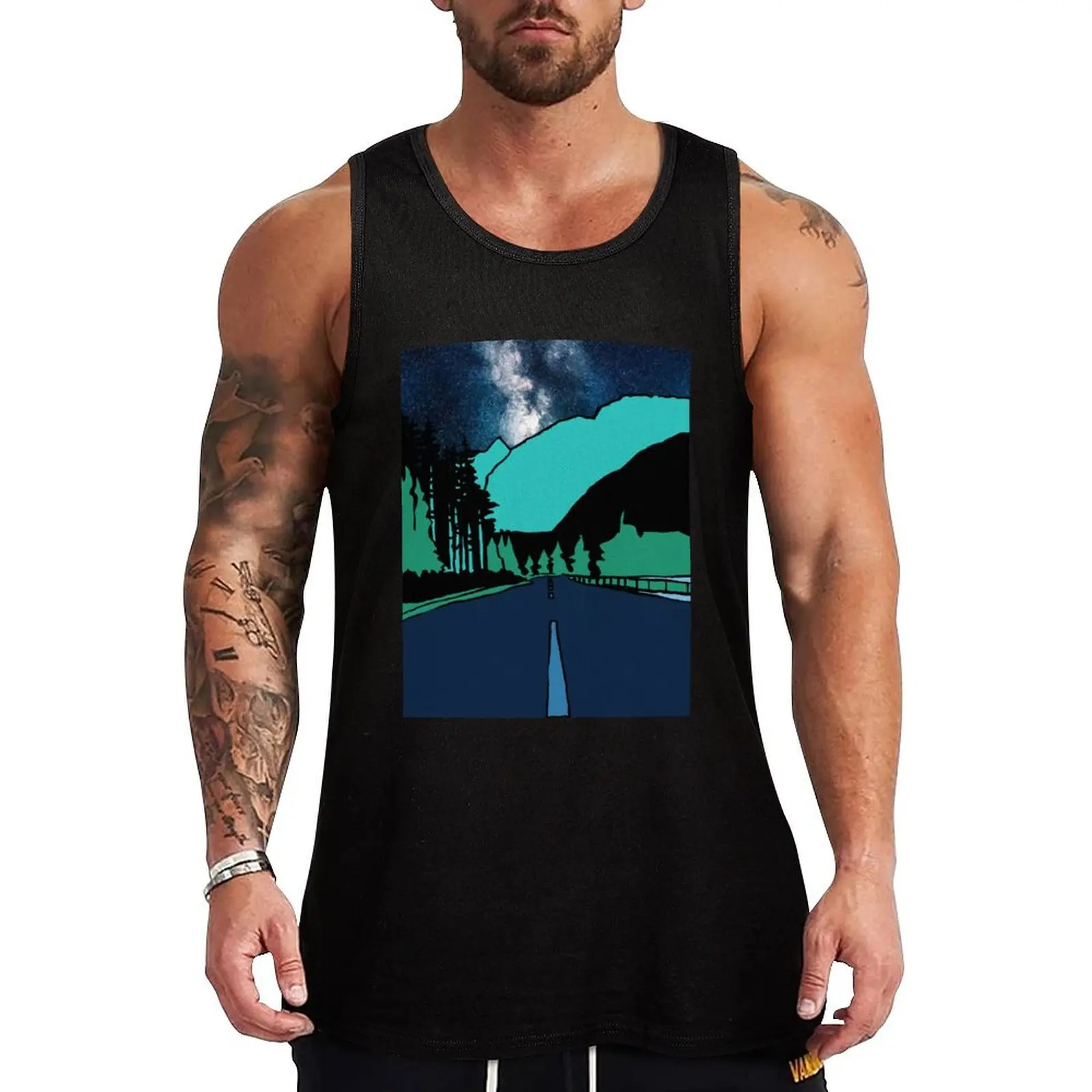 

Highway at Night Tank Top sleeveless tshirts for men anime top summer clothes