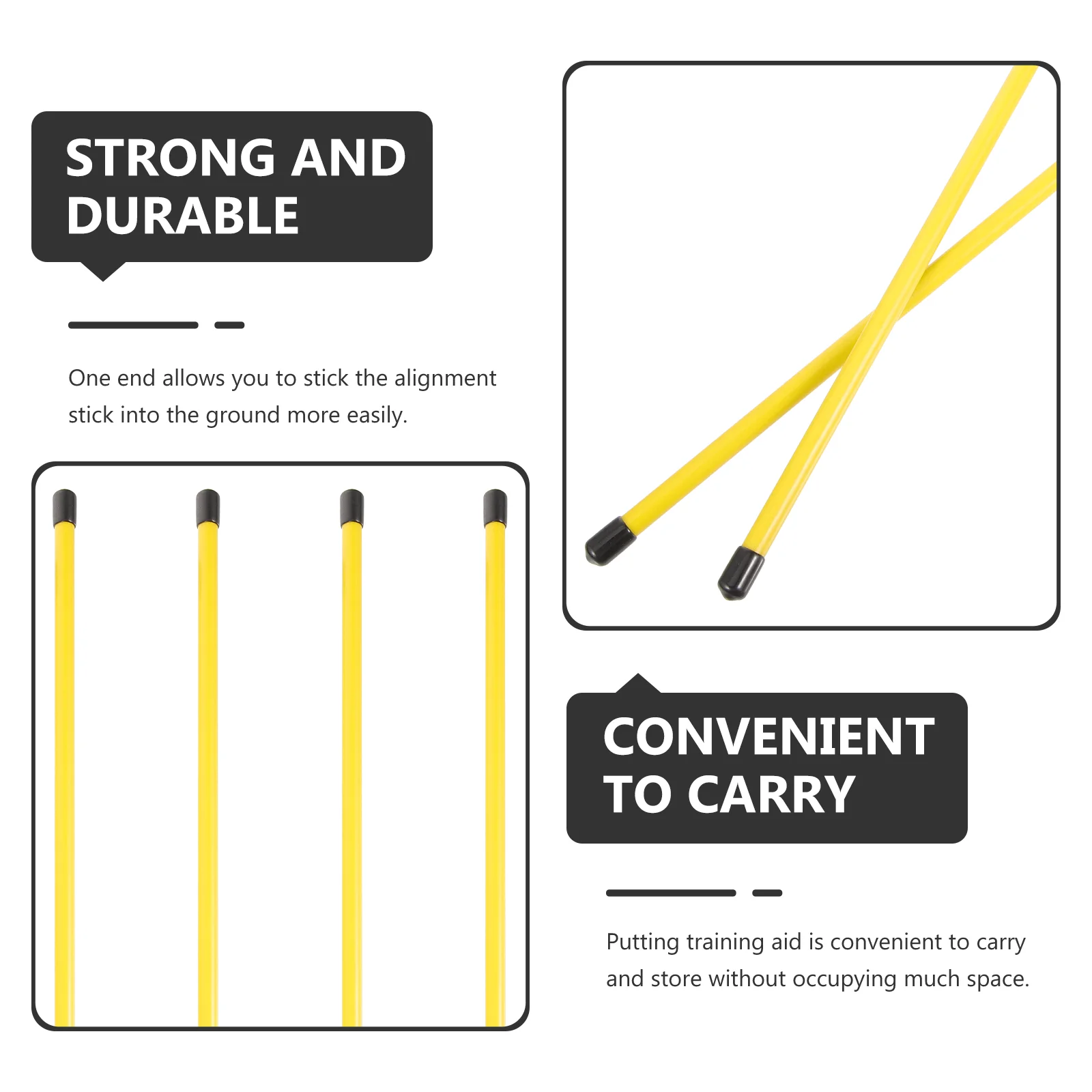 4 Pcs Golf Direction Stick Golfing Training Sticks Fiber Tools Practice Pole Alignment Composite Fiberglass