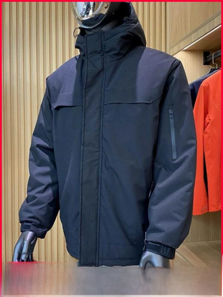 

Outdoor Men's Thickened Warm Cotton Jacket Dynamic Polyester Fiber Hooded Zipper Closure Long Sleeve Standard Fit Youth Fashion